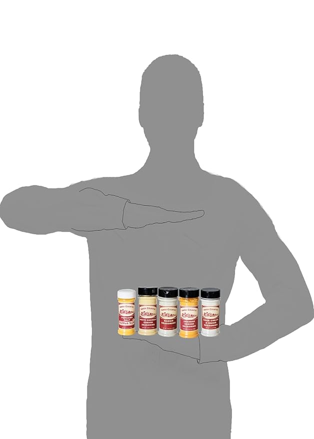 Amish Country Popcorn | Seasoning Variety Pack | 5 Bottles | Ballpark Buttersalt, Cheddar Cheese, White Cheddar, Ranch, Sour Cream and Onion | Old Fashioned, Non-GMO and Gluten Free-Velvo Beauty