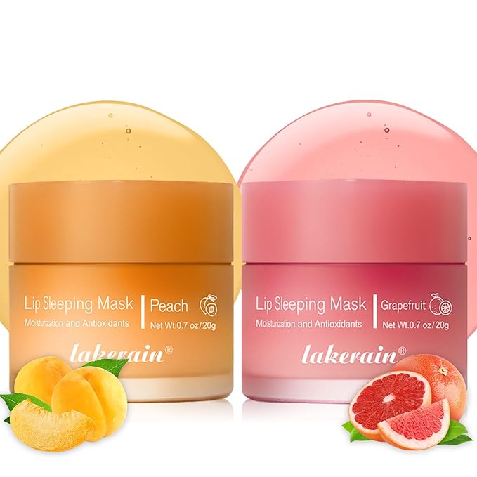 Lip Mask Overnight, Lip Sleeping Mask, lip Mask With Vitamin C, Antioxidants, Improves Dryness, Hydrating &Prevention Dry and Crack Lip Scrubs Exfoliator (peach&grapefruit)-Velvo Beauty