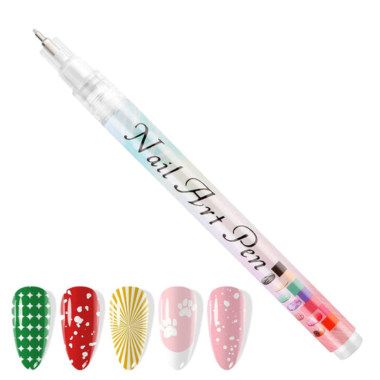 1 PCS White Nail Art Polish Pens, Kalolary 0.5mm Nail Art Markers Nail Point Graffiti Dotting Pen Drawing Painting Liner Brush for DIY Nail Art Beauty Adorn Manicure Tools-Velvo Beauty