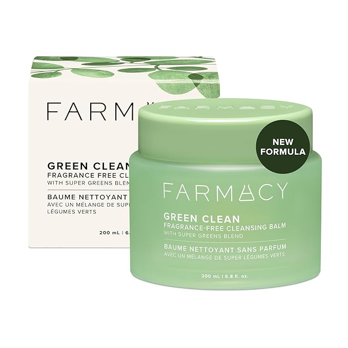 Farmacy Makeup Remover Cleansing Balm - Green Clean Waterproof Makeup Remover + Oil Based Cleanser - Newly Formulated Double Cleanser with Plant Based Waxes + Upcycled Moringa (200ml)-Velvo Beauty