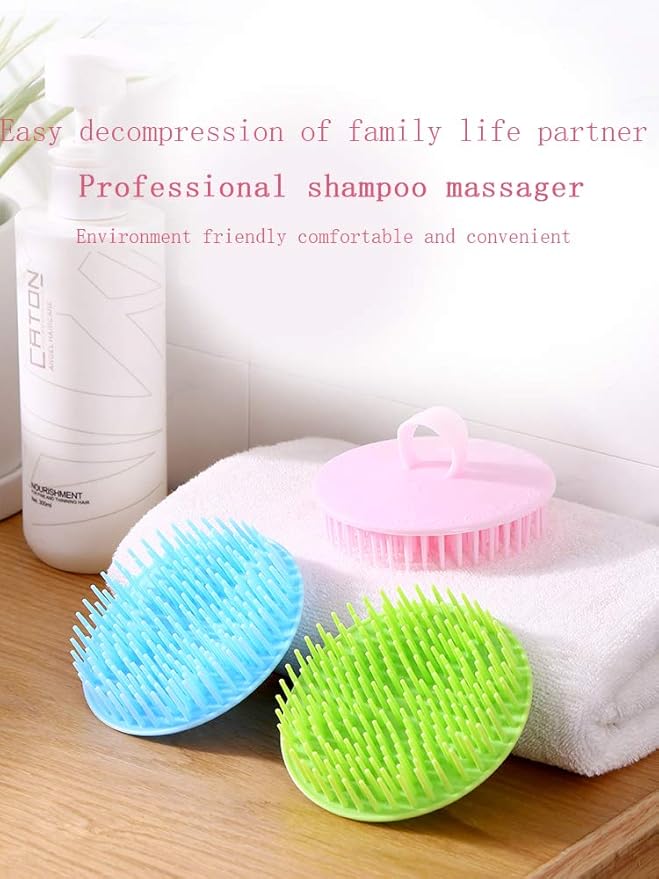 Hair Scalp Brush Dandruff Cleaning Brush Shower Scalp Shampoo Brush Scalp Massager Pack of 4(Blue,Green,Yellow,Pink)-Velvo Beauty