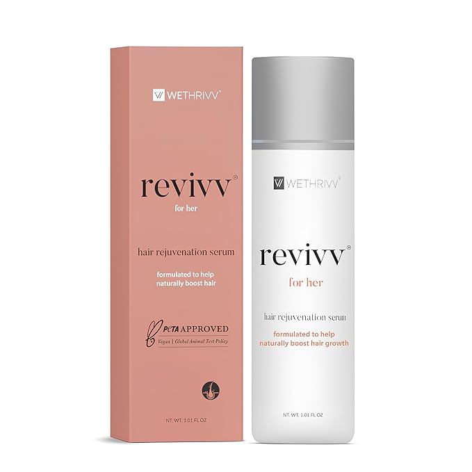REVIVV Women Hair Growth Serum, 100% Natural Growth Products, Topical Solution for Visibly Thicker & Fuller Hair, Dermatologist Recommended, 1-Pack, 1oz Bottle, 45-Day Supply-Velvo Beauty