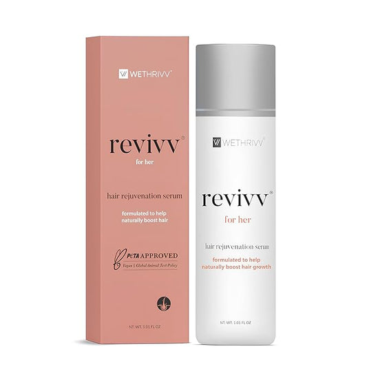REVIVV Women Hair Growth Serum, 100% Natural Growth Products, Topical Solution for Visibly Thicker & Fuller Hair, Dermatologist Recommended, 1-Pack, 1oz Bottle, 45-Day Supply-Velvo Beauty