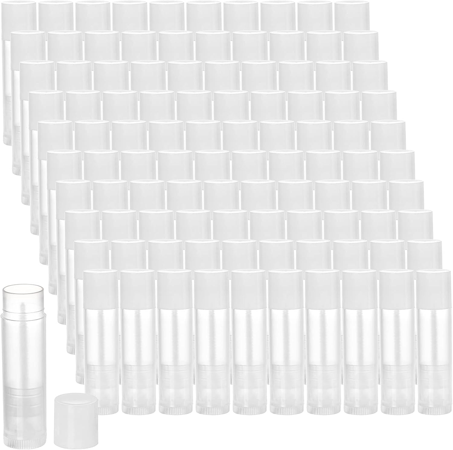 Bekith 100 Pack 5.5ml Clear Empty Lip Balm Tubes with White Caps-Velvo Beauty