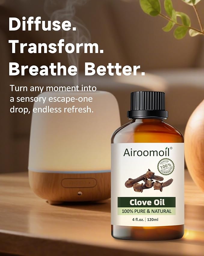 Pure Clove Essential Oil, 100% Pure Natural Clove Essential Oil, Premium Grade Essential Oils for Diffusers for Home, Skin, Care Massage, Soap Making, Aromatherapy, 4 Fl Oz | 120ml-Velvo Beauty