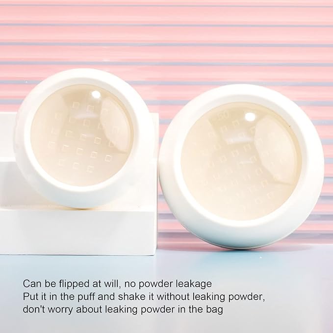 Dioche Loose Powder Container with Puff Sifter Lids, Plastic Refillable Empty Loose Powder Puff Case Face Powder Blusher Makeup Cosmetic Jars Containers for Travel Daily Use-Velvo Beauty