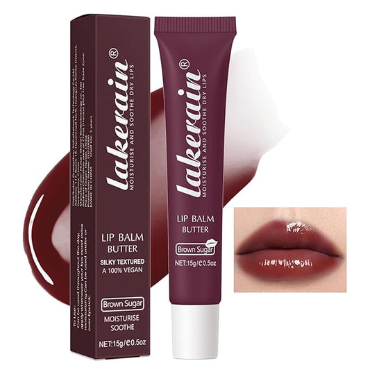 Erinde Lip Butter Balm, Moisture Hydration Lip Butter Gloss, Sheer Tinted Lip Mask and Lip Balm, Soothing Lip Treatment Care Makeup, Shine Lip Glow Oil for Dry, Chapped Lips, 03 Brown Sugar-Velvo Beauty