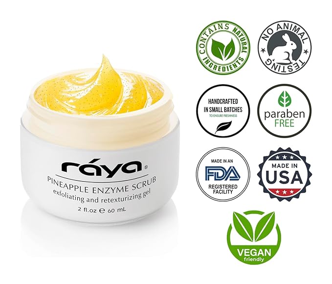 RAYA Pineapple Enzyme Facial Scrub (120) | Exfoliating and Refining Facial Scrub for Combination Skin | Creates a Glowing Complexion | Made with Pineapple Enzymes and Jojoba Beads-Velvo Beauty