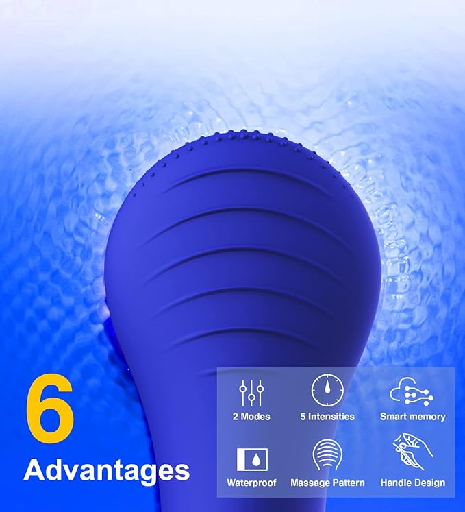 NågraCoola CLIE Facial Cleansing Brush, Waterproof and Rechargeable Face Scrub Brush for Men & Women, Cleansing, Exfoliating and Massaging, Electric Face Scrubber - Blue-Velvo Beauty