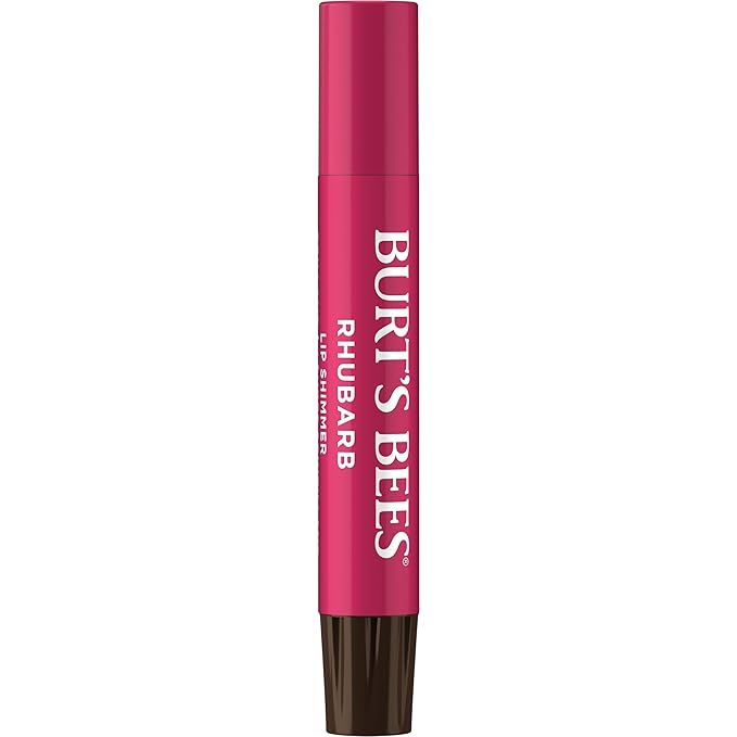 Burt's Bees Shimmer Lip Tint Set, Tinted Lip Balm Stick, Moisturizing for All Day Hydration with Natural Origin Glowy Pigmented Finish & Buildable Color, Rhubarb (4-Pack)-Velvo Beauty