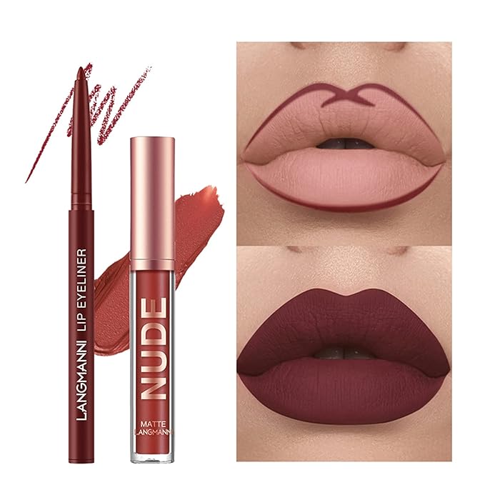 BestLand 12Pcs Matte Liquid Lipstick + Lip Liner Pens Set, One Step Lips Makeup Kits Pigment Velvety Nude Lip Stain Waterproof Long Wear Lip Gloss Make up Gift Set (Set A)-Velvo Beauty