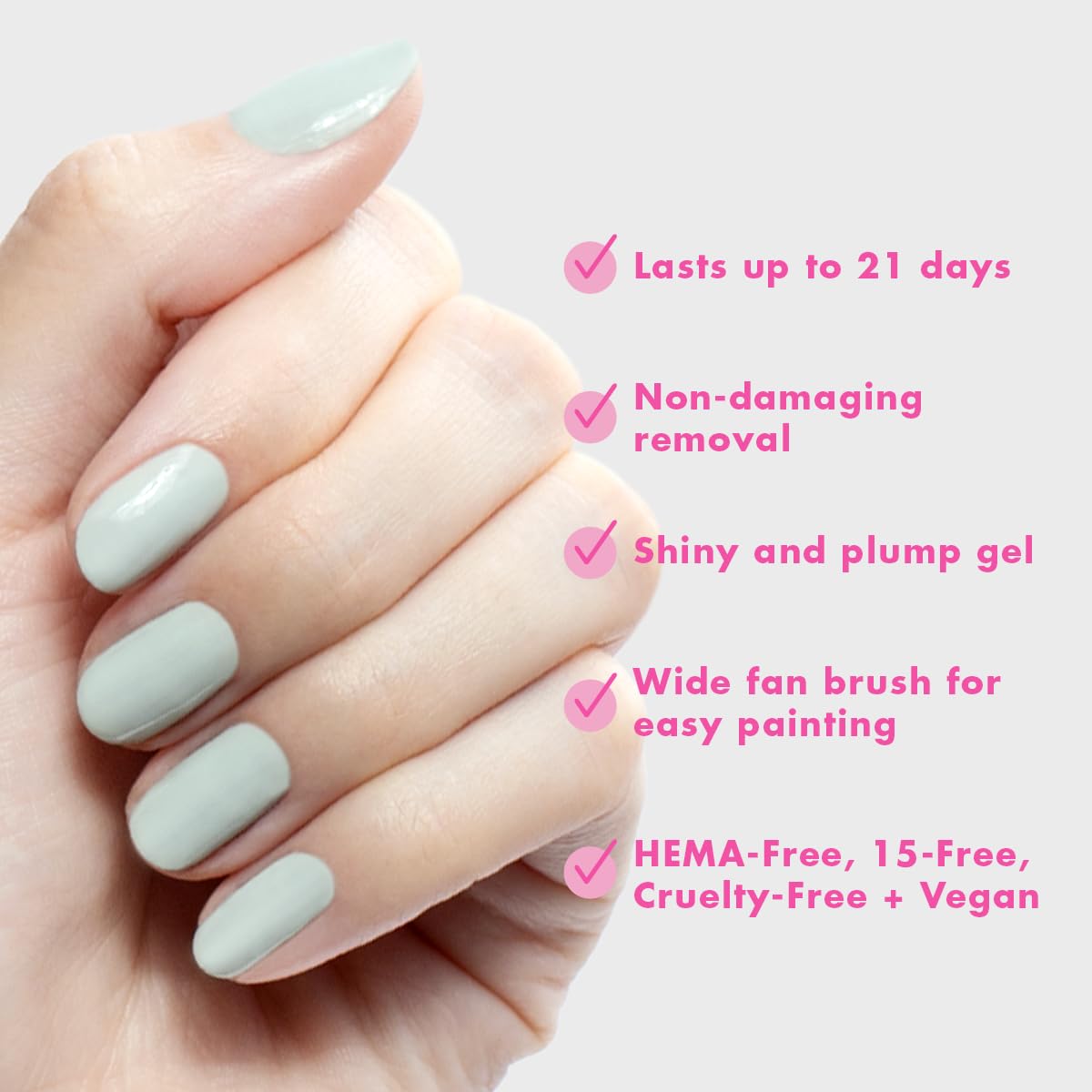 Olive & June Gel Polish | UV LED Nail Lamp Needed | Long Lasting Formula | Up to 21 Days of Wear | Damage-Free Removal | Salon-Quality Manicure, Pedicure at Home | KMC | Pastel Sage-Velvo Beauty