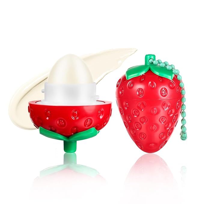 KISSIO Lip Balm,Strawberry Lip Balm,Lip Care with B5 Panthenol,Jojoba Seed Oil and Ceramide,Moisturize and Soothe Chapped Lips,Reduces Lines and Enhances Lip Elasticity,Cruelty Free,0.12 oz(02#)-Velvo Beauty