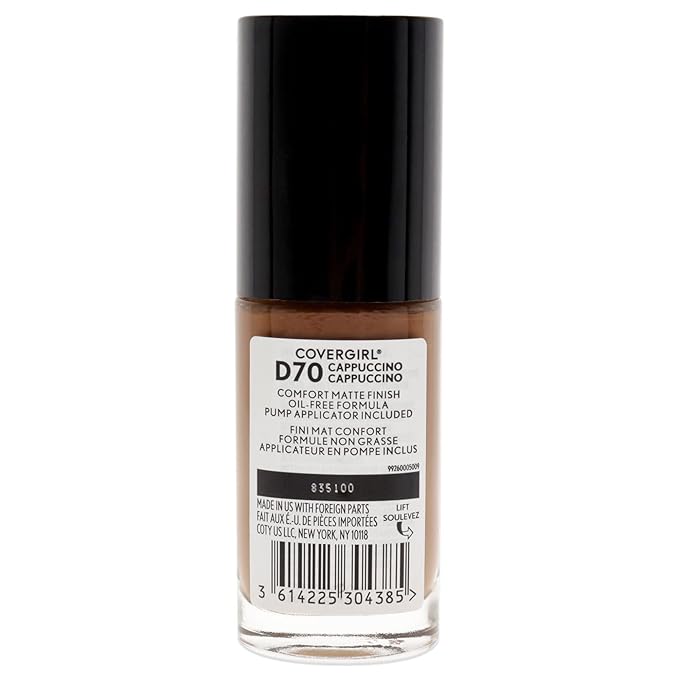 COVERGIRL Trublend Matte Made Liquid Foundation, D70 Cappuccino, 1.01 Fl Oz, 2 Count-Velvo Beauty
