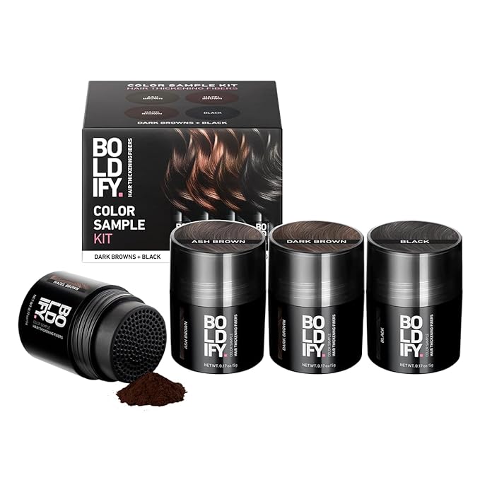 Boldify Hair Fibers Color Sample Kit - Fill In Thinning and Fine Hair for an Instantly Fuller, Thicker Look - 14 Shades for Women & Men - Dark Browns + Black-Velvo Beauty
