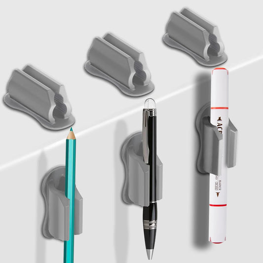 Adhesive Pen Holder for Wall Pencil Holder for Desk Organizer, 6Pack Silicone Pen Holders for Clipboard, Marker Holder Sticky Pen Holder for Desk, Office Supplies Stylus Holder Pen Organizer (6 grey)-Velvo Beauty