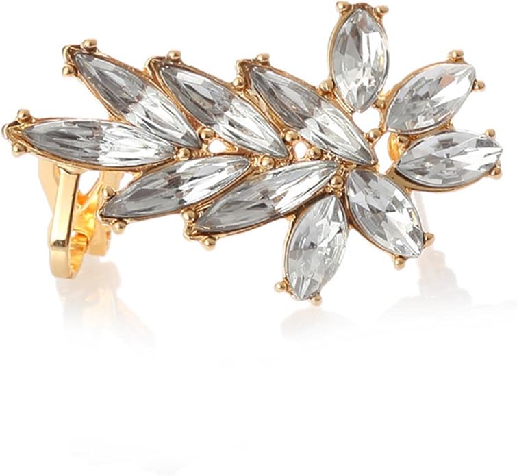 Boho Crystal Ear Climber Earrings Gold Crystal Studs Earrings Punk Rhinestone Ear Crawler Earrings CZ Ear Cuff Climbing Earrings Bridal Earrings Jewelry for Women and Girls-Velvo Beauty