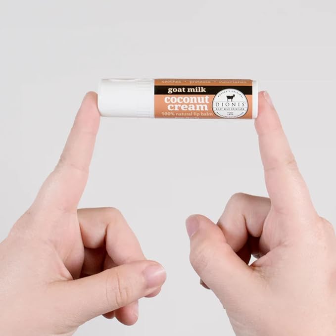 Dionis Goat Milk Skincare Coconut Cream Holiday Lip Balm Gift Set - Beeswax, Shea Butter & Coconut Oil Lip Care Products Made in The USA - Cruelty Free Lip Moisturizer For Chapped Lips, 0.28oz 3 Pack-Velvo Beauty