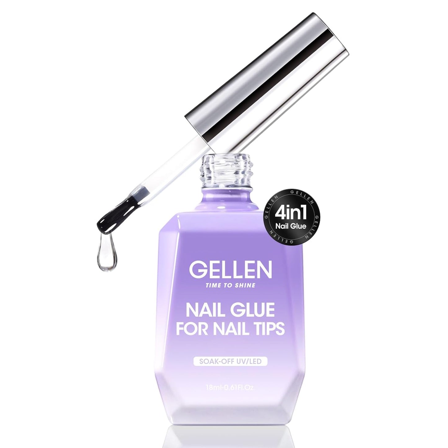 Gellen 4 in 1 Nail Glue for Nail Tips, 18ML Nail Gel Glue for Soft Gel Nails Tips and Clear Press on Nails, Long Lasting Easy Nail Extension Gel, UV Led Lamp Needed-Velvo Beauty