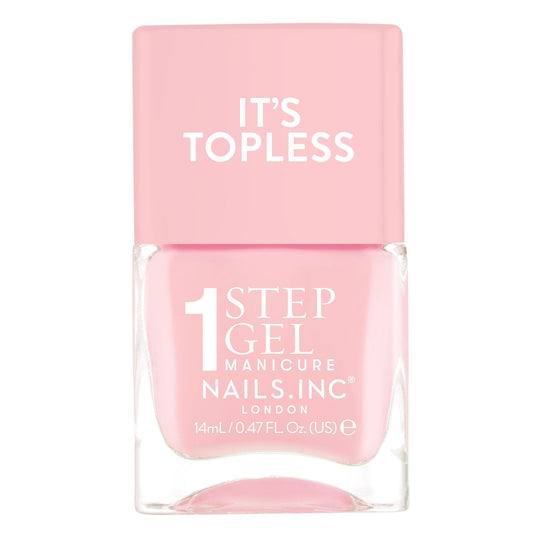 Nails Inc It's Topless Gel-Like Nail Polish, 4-in-1 Base Coat, Treatment, Color & Top Coat, Long Lasting, Strong, Chip Free Nails, Glossy Salon Quality Manicure, Air Dry, Sabrina, 0.47 Fl Oz-Velvo Beauty