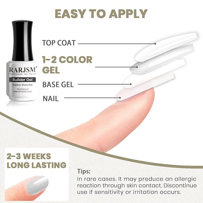 RARJSM Builder Nail Gel Polish Pearl Silver Hard Gel in a Bottle Mermaid Shell Glitter Pearlescent Thick Extension Structure Gel for Nails 15ml Soak Off Curing Requires Salon Home DIY Beginer Use-Velvo Beauty