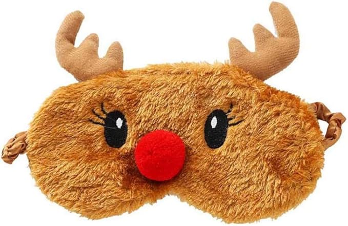 Cute Eye Mask for Sleeping Plush Cartoon Animal Sleep Plush Eye Mask Relaxation Suitable for Travel Family Party Toys for Christmas Elk Deer-Velvo Beauty