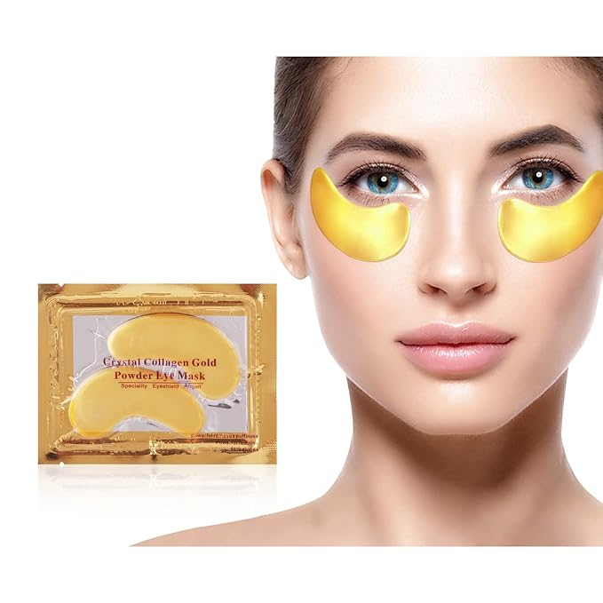 MEICOLY Lip and Eye Mask Sheet Moisturizing Gold Under Eye Mask Gel Crystal Collagen Anti-Aging Eye Patches Dark Circle Remover 30 Pads with Box, A-Velvo Beauty