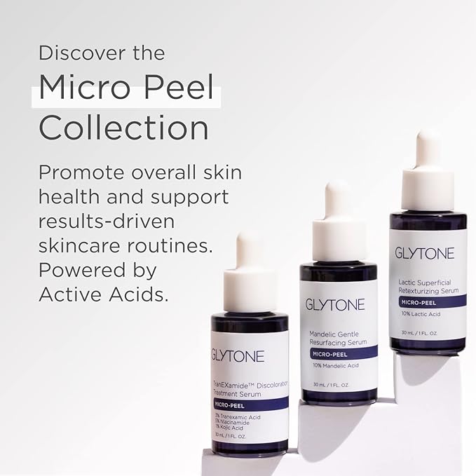Glytone Micro-Peel TranEXamide™ Discoloration Correcting Serum | Dark Spot Remover with 3% Tranexamic Acid | Brightens Uneven Skin Tone for all Skin types | Fragrance Free, Paraben-Free - 1 fl oz-Velvo Beauty
