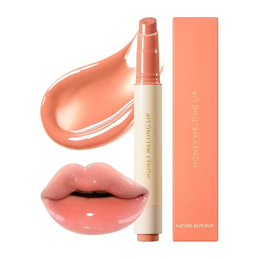 Nature Republic HONEY MELTING LIP (01 APRICOT) SOFT LIP STICK, Hydrating Gloss, Moisturizing balms, Sheer tint, Shine & Nude, Glowy Finish, korean make up-Velvo Beauty