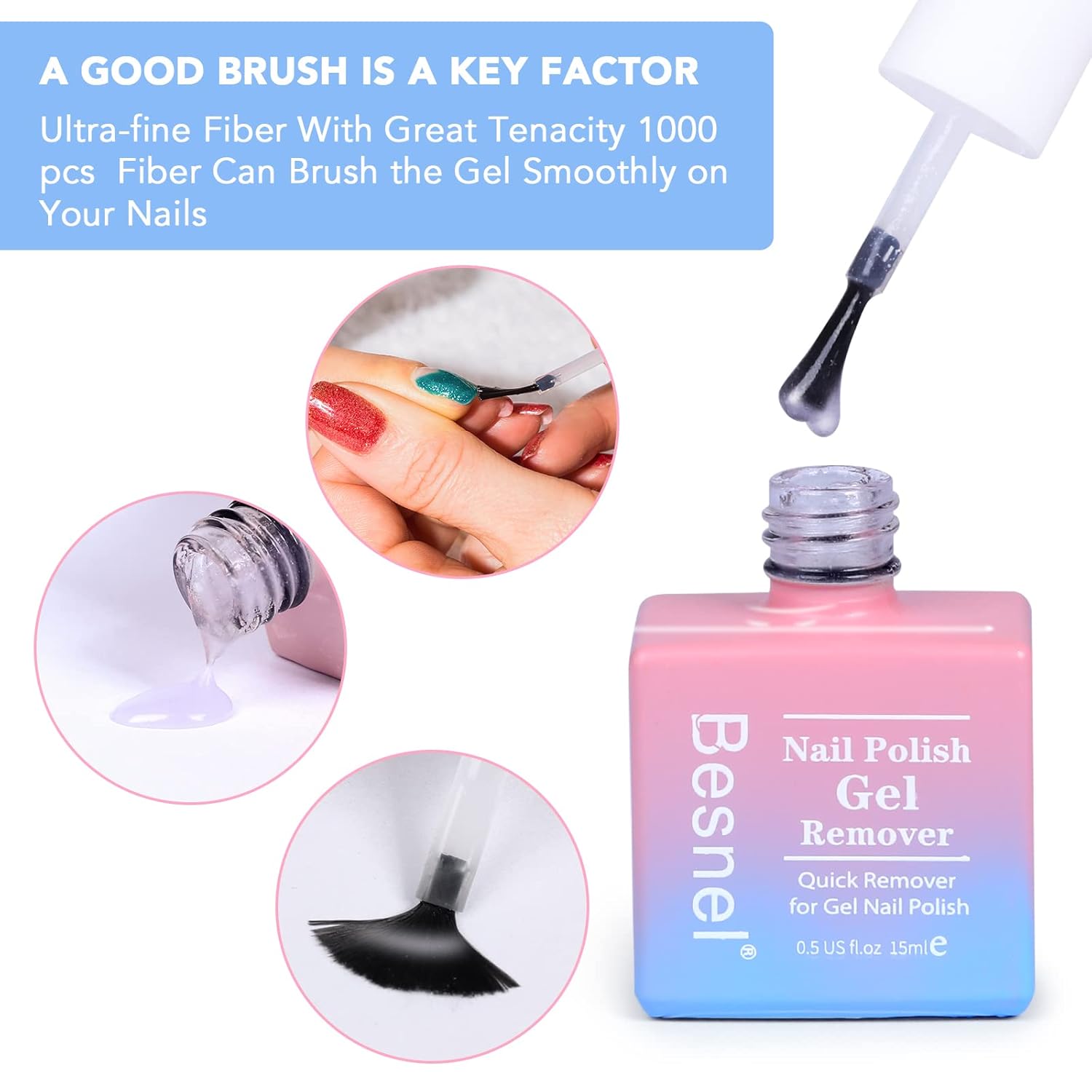 Gel Nail Polish Remover 5 Pack Professional Gel Polish Remover Non-Irritating Quick Easy,Nail Polish Gel Remover Tools Kit Nail File Cuticle Pusher Nail File Grit, No Need For Foil Soaking Or Wrapping-Velvo Beauty