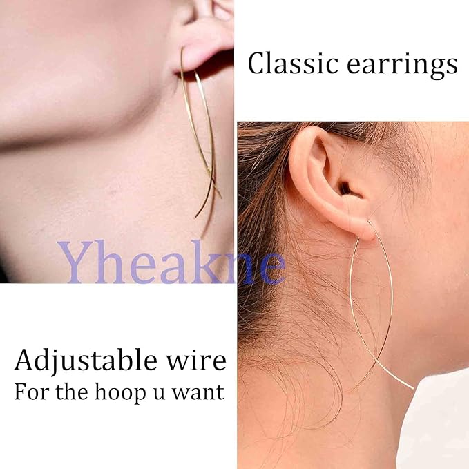 Boho Thin Arch Hoop Earrings Gold Threader Wire Earrings Open Hoop Earrings Minimal Everyday Earrings Jewelry for Women and Girls-Velvo Beauty