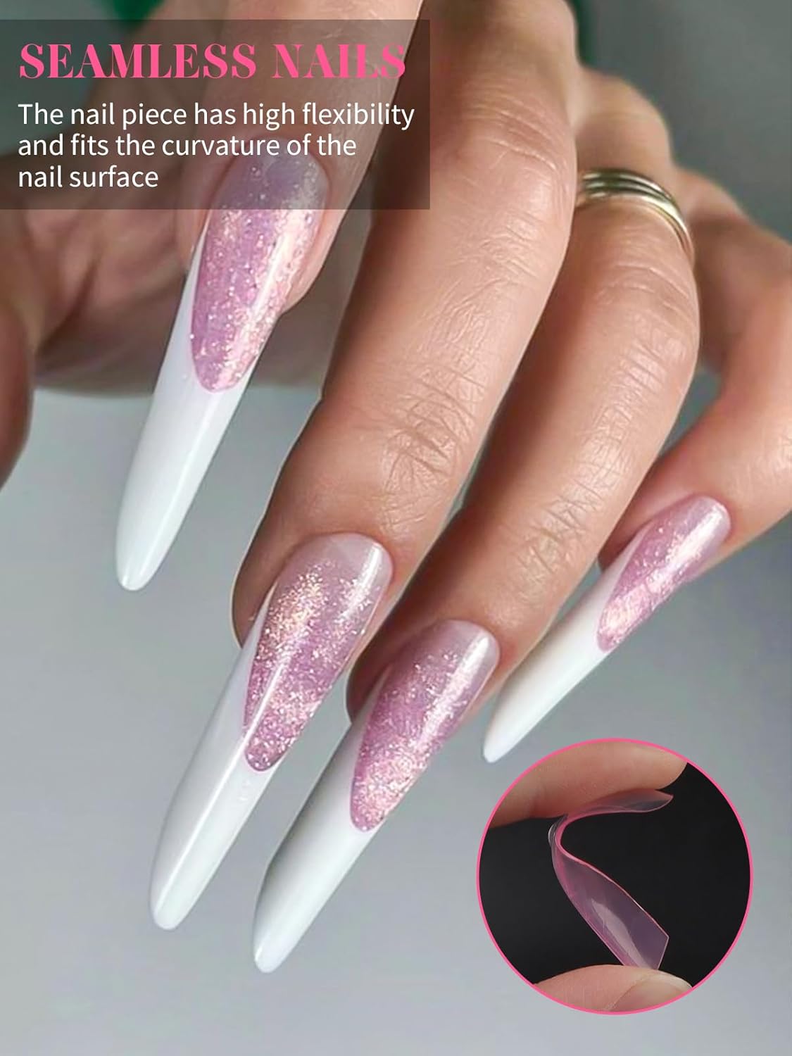 EBANKU Dual Nail Forms for Poly Extension Gel, 150 PCS Pink Nail Molds Reusable 15 Sizes Nail Extension Forms for Builder Gel Manicure Design Salon DIY-Velvo Beauty