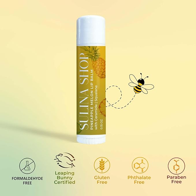 Pineapple Melon Lip Balm Hydrating & Nourishing Lip Moisturizer with Squalane, Castor Oil, Castor Oil, and Vitamin E, Smooth Application, Lip Care, Barrier Protection, Non-Waxy, Refreshing Scent-Velvo Beauty