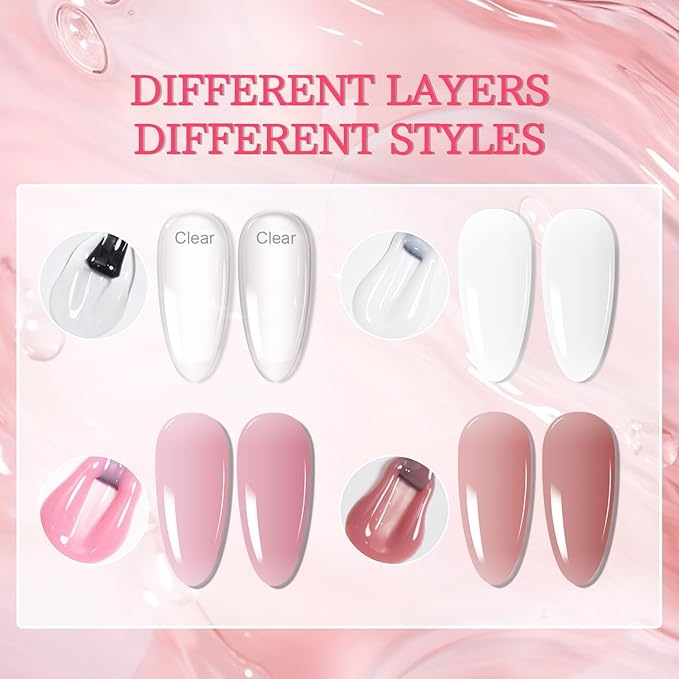 JODSONE 4 Bottles of 10 ML Capacity Builder Gel Nail Set Building Nail for Nail Apex and Extension Strengthener Hard Need to Cured By Nail Lamp-Velvo Beauty