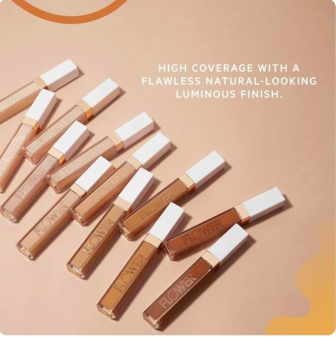 FLOWER BEAUTY By Drew Barrymore Light Illusion Full Coverage Concealer - Diffuse Dark Under Eye Circles + Blurs Blemishes - Weightless Formula + Crease Proof Makeup (Almond)-Velvo Beauty