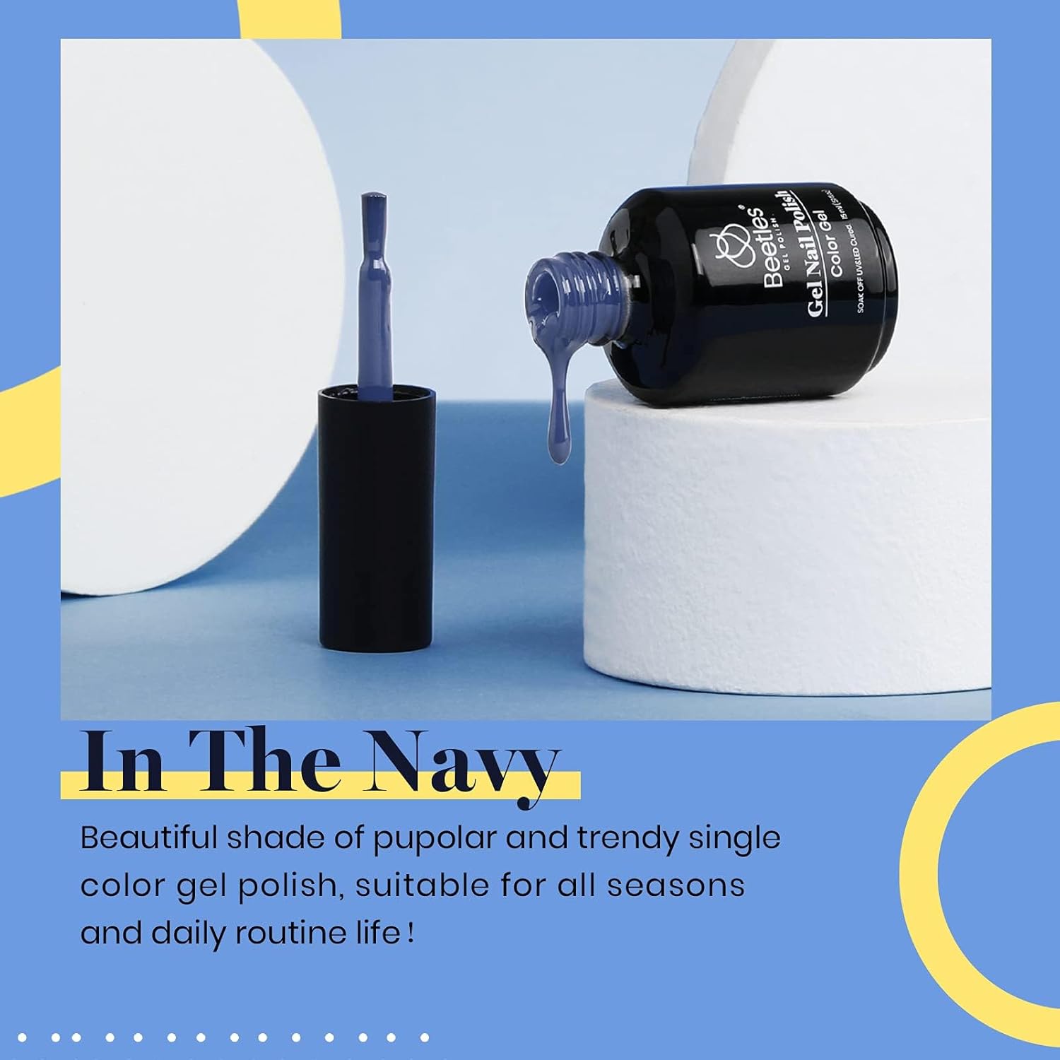 Beetles Blue Gel Nail Polish, 1Pcs 15ML In the Grayish Navy Blue Color Gel Polish Soak Off Nail Art Manicure Salon DIY Uv Nail Lamp Design Decoration at Home-Velvo Beauty