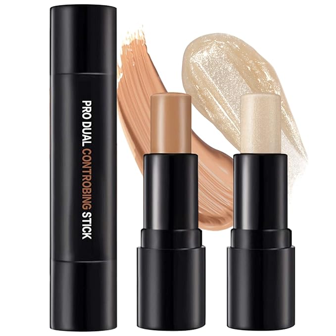 Double-End Contour Highlighter Stick, Contour Stick,Face Highlighter, Contour Makeup Contouring Sticks Cream Concealer (6)-Velvo Beauty