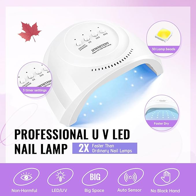 JEWHITENY Poly Gel Nail Kit 14 Colors - Yellow Nude Pink Blue Purple Glitter Tones Starter Kit with UV Lamp Base & Top Coat All-in-One Gift for Women Need U V Light Curing-Velvo Beauty