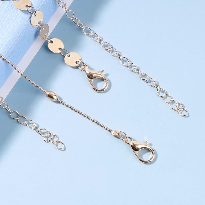 Boho Layered Satellite Disc Choker Necklace Gold Sequin Disc Chain Necklace Vintage Double Layer Necklace Short Collarbone Necklace Chain Jewelry for Women and Girls Gift-Velvo Beauty