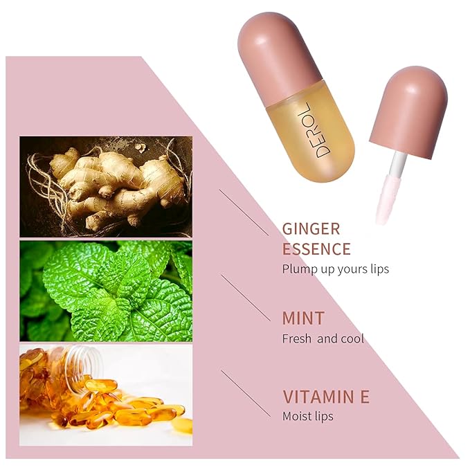 Natural Hydrating Lip Plumper - Lip Serum For Fullness, Lip Care, Lip Plumping Balm, 5.5ml, Ginger Essence Lip Enhancer, Moisturizing Lip Plumper 1Pcs…-Velvo Beauty