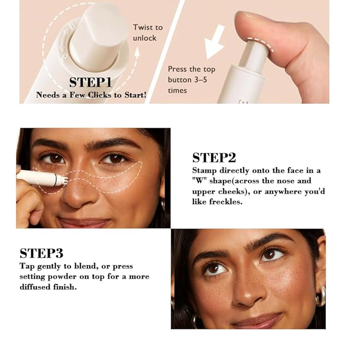 Upgrade Freckle Pen Stamp– Waterproof Faux Fake Freckles Makeup Tool, Natural-Looking Freckle Maker & Spray with Multi-Prong Precision Stamp Head, Long-Lasting Sunkissed Makeup (MEDIUM)-Velvo Beauty