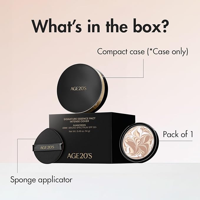 AGE20'S Signature Essence Pact SPF 50+ | Pack of 1 | 29 Caramel | Cream Foundation, Dewy Finish, Natural Coverage | Korean Cushion Foundation-Velvo Beauty