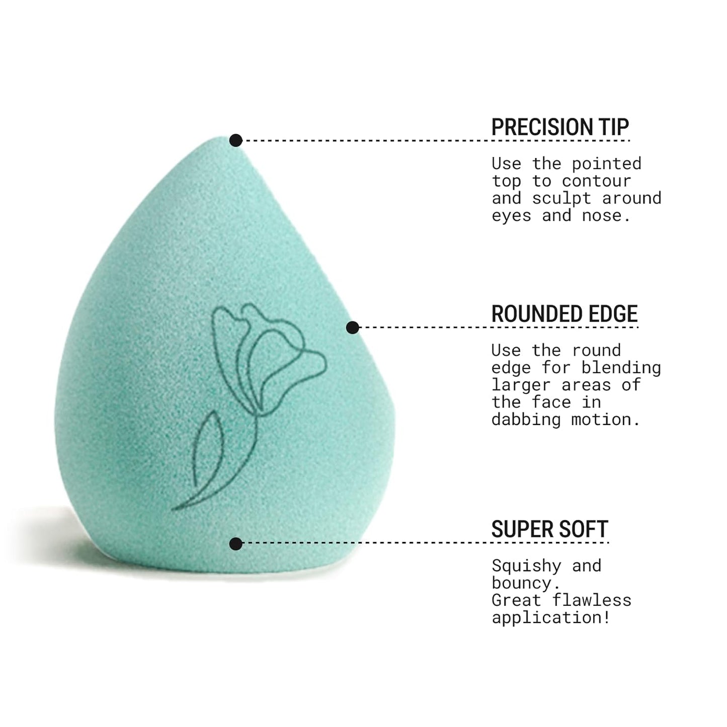 JUNO & Co. Microfiber Makeup Sponge, Dual Layer Technology for Full Coverage Flawless Makeup Blender for Foundation, Powder and Cream (2-Piece Color Duo: Blue and Green)-Velvo Beauty