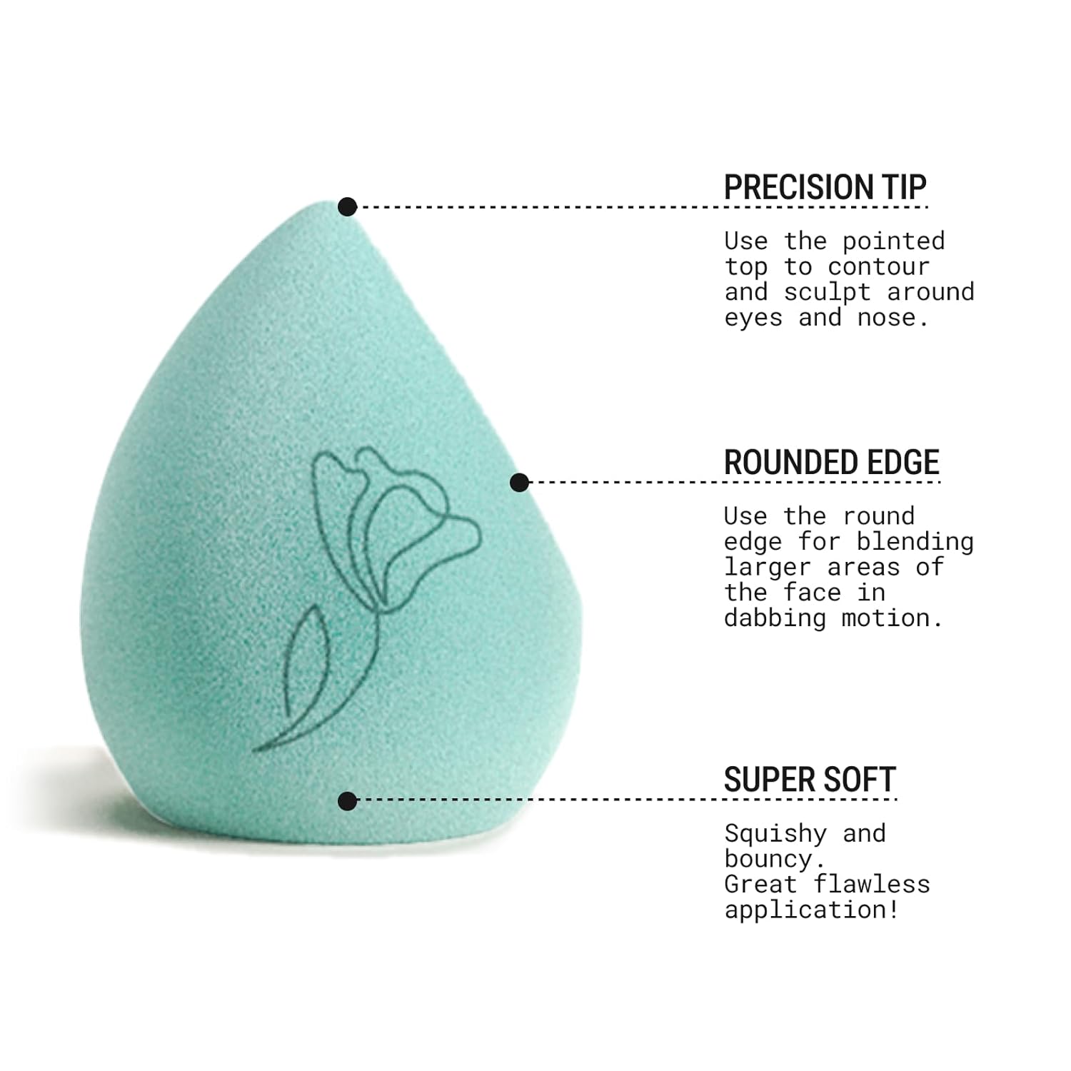 JUNO & Co. Microfiber Makeup Sponge, Dual Layer Technology for Full Coverage Flawless Makeup Blender for Foundation, Powder and Cream (2-Piece Color Duo: Blue and Green)-Velvo Beauty
