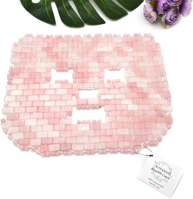 Jade Ice Sleeping Mask, Jade Mask for Relieving Face & Eye Puffiness Migraine, Anti Wrinkle Mask Therapy, Yoga Meditation Tools (Rose Quartz)-Velvo Beauty