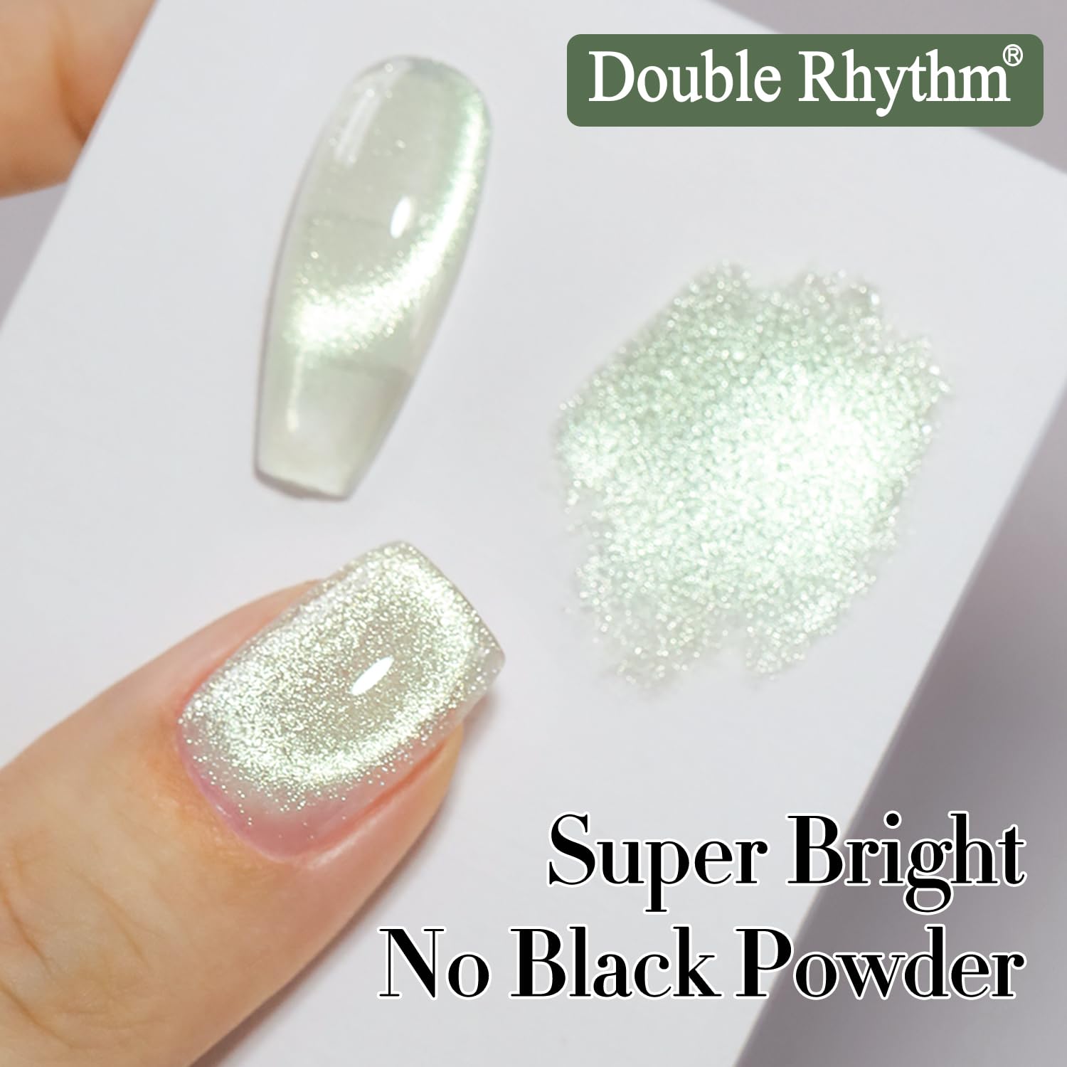 Double Rhythm 15ML Cat Eye Gel Polish with Magnet Holographic Glitter Shimmer Translucent Sheer Color Salon Ice Glass Magnetic Gel at Home (Green-MC1141)-Velvo Beauty