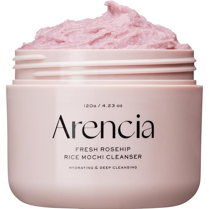 Rosehip Brightening Rice Mochi Face Cleanser & Daily Scrub - Moisturizing, Exfoliating & Deep-Cleansing - All Skin Types with Rice Powder & Rice Water (4.23oz)-Velvo Beauty