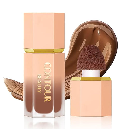 Liquid Contour Stick, Soft Cream Contour Makeup, Liquid Bronzer Face Concealer Matte Contouring with Cushion Applicator, Long Lasting Silky Face Contour Cream Bronzer Contouring Makeup (103)-Velvo Beauty