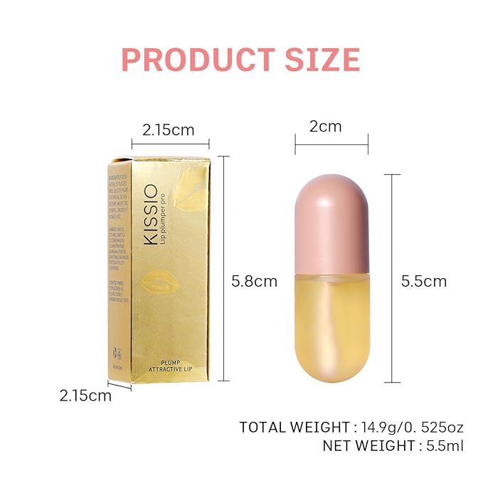 KISSIO Natural Lip Plumper,Lip Plumping Lip Gloss,Lip Plumper Gloss,Derol Lip Plumper,Moisturizing& Reduce Fine Lines 5.5ml For Day Ues-Velvo Beauty