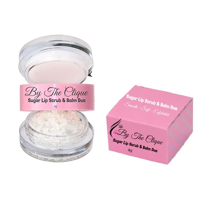 Premium 2 in Exfoliating Sugar Lip Scrub and Smoothing Safflower Oil Infused Lip Balm Duo | All Natural Ingredients | Vegan, Gluten Free and Cruelty Free | Vanilla Sugar-Velvo Beauty